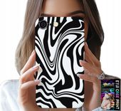 ETUI DO IPHONE 6 / 6S - CZARNO BIAŁA ABSTRAKCJA + SZKŁO HART