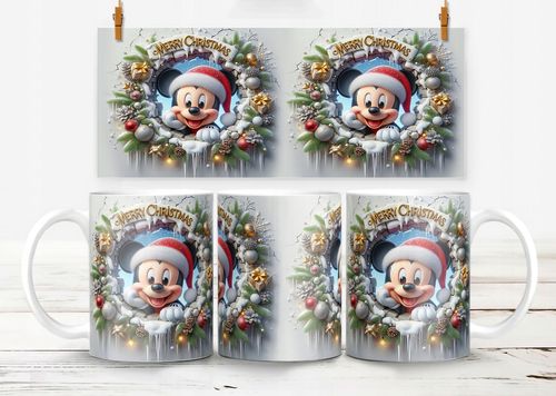 KUBEK 330ml Z GRAFIKĄ PREZENT NA ŚWIĘTA WZORY - BAJKA MYSZKA MIKI + IMIĘ na Arena.pl