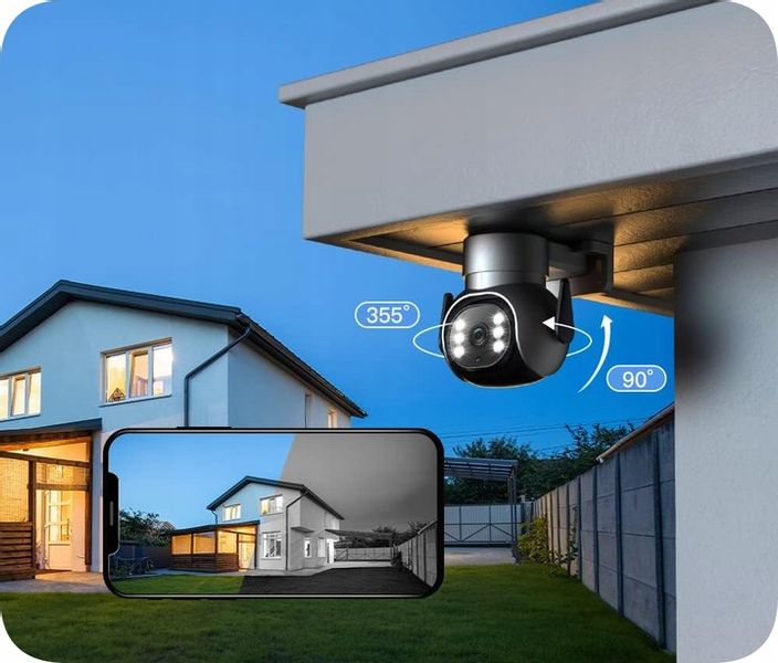 ZEWNĘTRZNA KAMERA OBROTOWA IP 4MPx 4MP WiFi ZOOM APLIKACJA SZARA zdjęcie 9