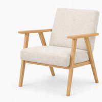 Fotel PRL wypoczynkowy salon balkon baranek biały drewno naturalne