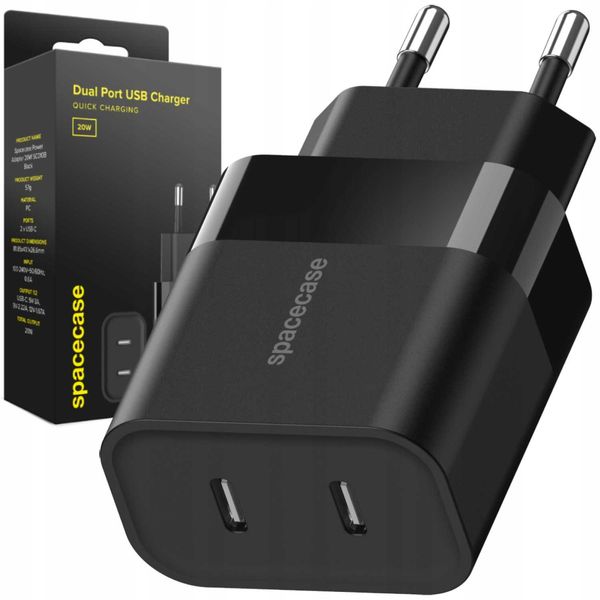 Spacecase USB Charger 20W SC010B black zdjęcie 1