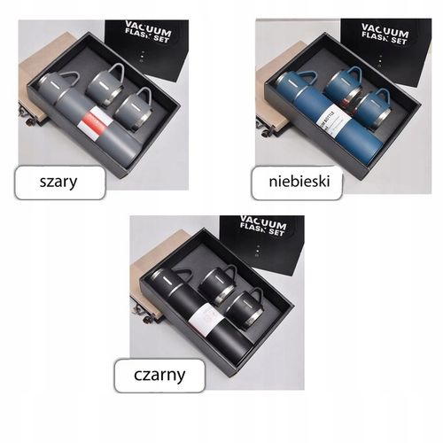 PROFESJONALNY TERMOS PRÓŻNIOWY Z KUBKIEM 3 kubki ORYGINALNY PREZENT 500ml na Arena.pl