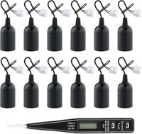 Zestaw 12 gniazd E27 uchwyty lamp oprawka czarne