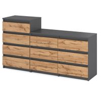Komoda 10 Szuflad Nowoczesna Młodzieżowa Szafka Rtv Loft 160cm Szary Wotan