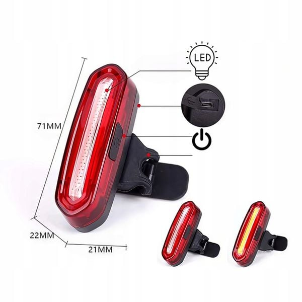 LAMPKA ROWEROWA TYLNA LED USB MOCNA zdjęcie 10