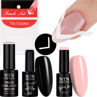 NTN Zestaw Classic French 2x Lakier Hybrydowy 5g + Żel +Naklejki Paski Nr72