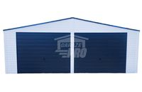 Garaż blaszany 7x6  biały 2x brama uchylna   Dach dwuspadowy GP196