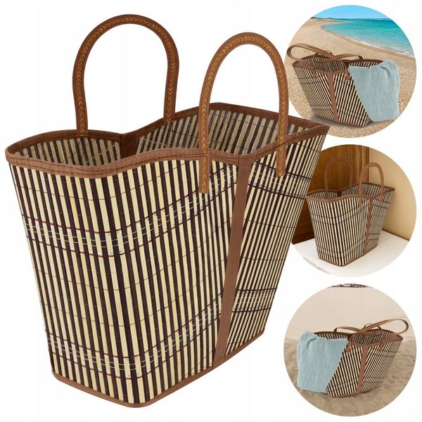 Torba bambusowa ekologiczna na zakupy eko pojemna na piknik zdjęcie 7