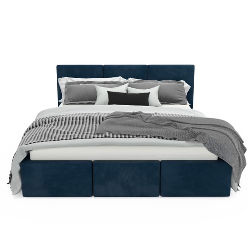 ŁÓŻKO TAPICEROWANE 160x200 ŁÓŻKO PODWÓJNE Z POJEMNIKIEM GRANATOWE na Arena.pl