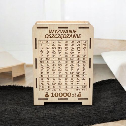 SKARBONKA WYKREŚLANA drewniana WYZWANIE OSZCZĘDZANIE Ślub TWÓJ GRAWER na Arena.pl