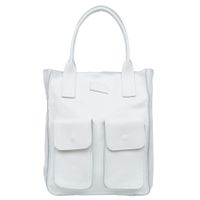 VERA PELLE torebka skórzana shopper na ramię z kieszeniami V516 biała