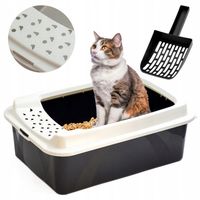 DUŻA KUWETA NA ŻWIREK DLA KOTA Z RAMKĄ TOALETA OTWARTA XL + ŁOPATKA