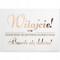 TABLICA POWITALNA NA ŚLUB DLA GOŚCI 50X70 WESELE ZŁOTE LUSTRO DEKORACJA