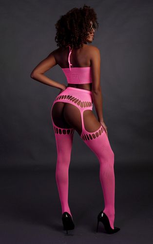 Two Piece With Crop Top And Stockings - Pink - Xs/Xl na Arena.pl