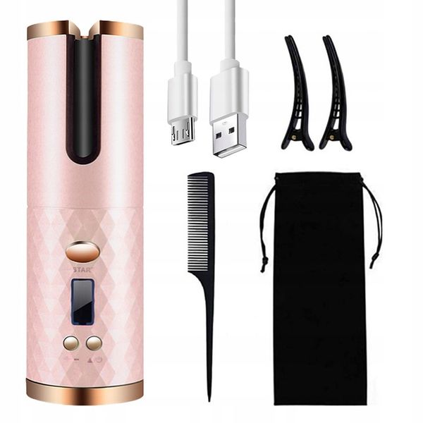 CERAMICZNA Lokówka automatyczna do włosów OBROTOWA fale loki 3000 mAh timer zdjęcie 4