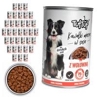 TufTuf mokra karma dla psa Wołowina puszka 36x415g Kawałki w sosie