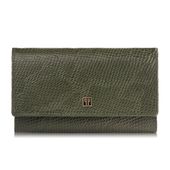 portfel damski skórzany z imitacją wężowej skóry zielony