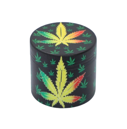 Grinder z Liściem Marihuany Kolor Reggae Otoczony Małymi Zielonymi Listkami na Arena.pl
