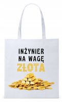 Torba Biała Eco Shopper Dla Inżyniera Prezent Z Nadrukiem Ze Zdjęciem