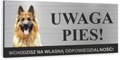 Tabliczka UWAGA ZŁY PIES - OWCZAREK NIEMIECKI aluminium nadruk uv