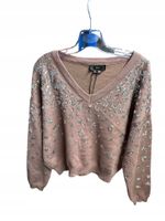Faina Sweter damski z cekinami 11019451 taupe brązowy r.XS/S