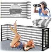 Osłona balkonowa szaro-białe pasy 1 x 7 m