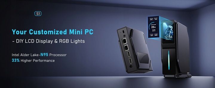 Mini komputer, Intel N95, 512GB SSD,16GB RAM, Win11 Pro,WiFi,LED, MK-N95-S1 zdjęcie 3