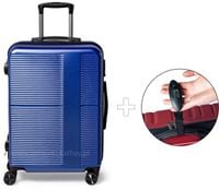 Średnia walizka podróżna granat ABS+PC zamek szyfrowy + waga bagażowa