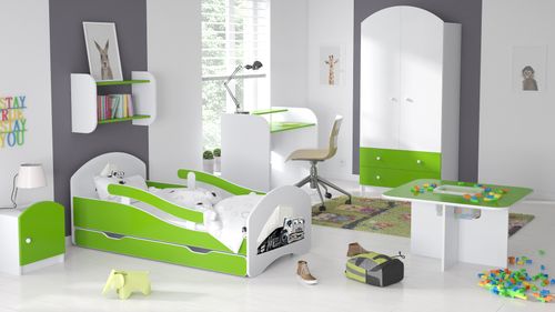 Łóżko dziecięce LEO 140x70 biało-limonkowe na Arena.pl