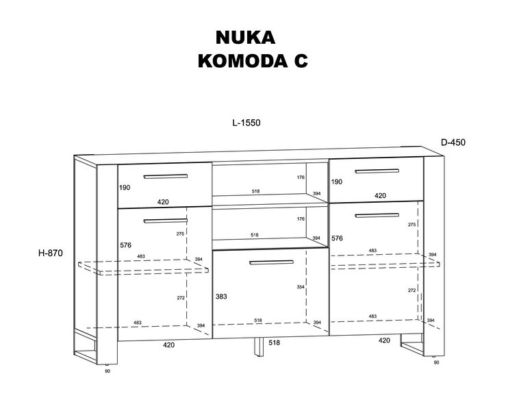 Komoda NUKA C 155 cm dąb grange stojąca zdjęcie 12