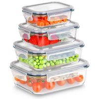 4x Pojemniki Kuchenne Szklane Na Żywność Żaroodporne Zestaw Pojemników