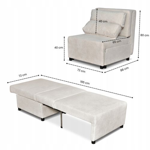 Fotel rozkładany f spania KIMO pojemnik na pościel Hunter beż na Arena.pl