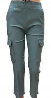 SPODNIE damskie CARGO BOJÓWKI GUMKOWE GNIECIUCHY TURKUSOWE S/M