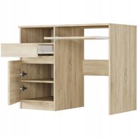 BIURKO 96CM KUMPUTEROWE BIUROWE SZUFLADY PÓŁKI STOLIK LEWE SONOMA