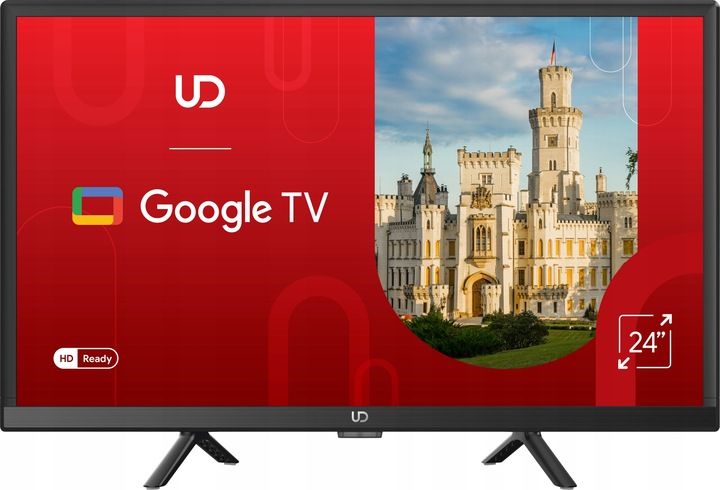TELEWIZOR UD 24 CALE LED HD SMART GOOGLE TV DVB T T2 C2 HEVC WIFI CZARNY zdjęcie 1