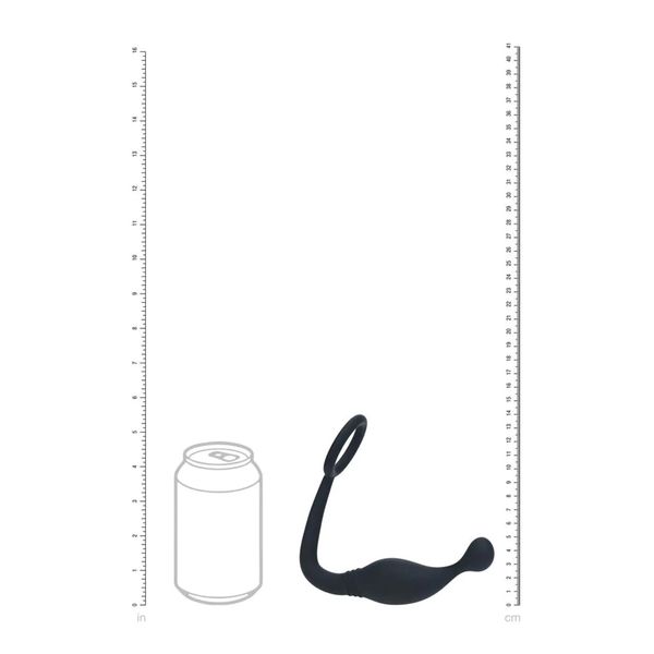Silicone Cockring With Prostate Stimulator - L - Black zdjęcie 5