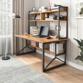 BIURKO KOMPUTEROWE CIEMNY BUK POD LAPTOP STOLIK GAMINGOWE NOWOCZESNE LOFT