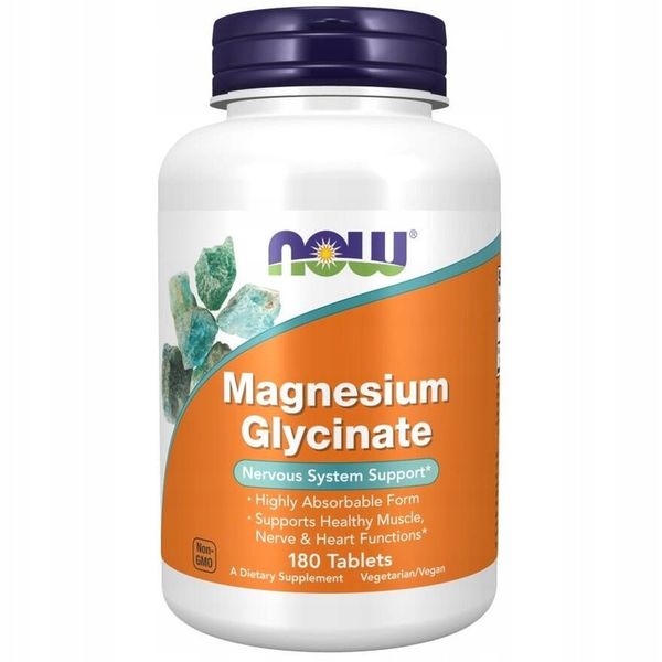 Now Foods Magnesium Glycinate 100mg Diglicynian Magnezu 180 tabletek zdjęcie 1