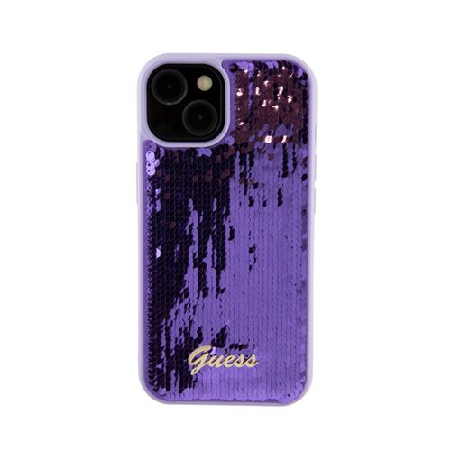 Guess Sequin Script Metal - Etui iPhone 15 (fioletowy) na Arena.pl