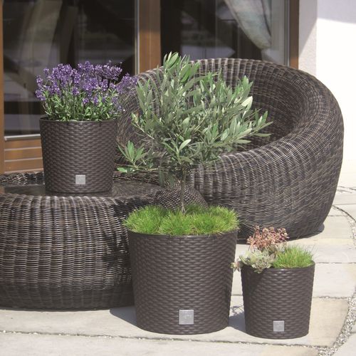 3 Donice Rattan Wysokie Okrągłe Antracyt 47 57 76cm na Arena.pl