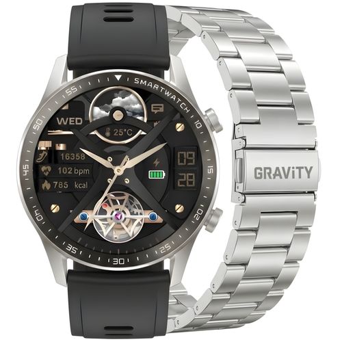 smartwatch gravity srebrny bransoleta + pasek gt10-6 na Arena.pl