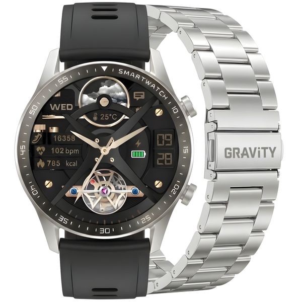 smartwatch gravity srebrny bransoleta + pasek gt10-6 zdjęcie 11