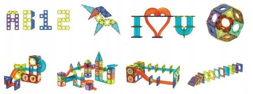 ZESTAW KLOCKI MAGNETYCZNE KONSTRUKCYJNE UKŁADANKA TOR ZAMEK FIGURKI 268 EL na Arena.pl