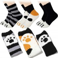 ZIMOWE SKARPETY DAMSKIE FROTTE GRUBE NA PREZENT DLA BABCI KOCIE ŁAPY 3x