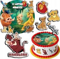 ZESTAW OPŁATEK NA TORT 30CM + 17 POSTACI - KRÓL LEW + IMIĘ 24CM 26CM