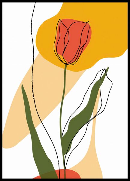 Plakat 50x70cm Przerysowany Tulipan zdjęcie 2