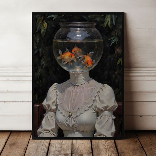 Plakat w ramie portret akwarium złote ryby 61x91 cm w czarnej ramie na Arena.pl