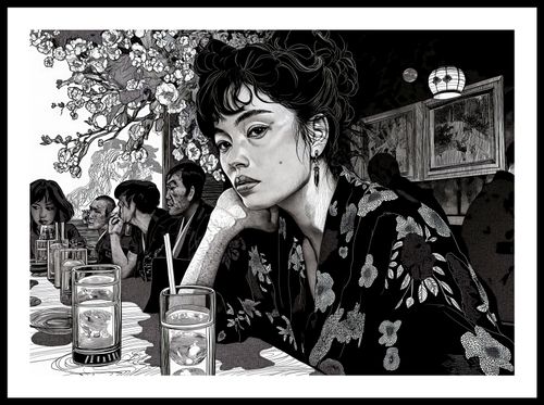 Plakat 70x50cm Czarne Kimono na Arena.pl
