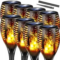 LAMPY POCHODNIE SOLARNE OGRODOWE PŁOMIEŃ LED LAMPKI LAMPKA SOLARNA 8x