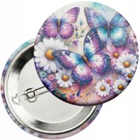 Przypinka z agrafką 59mm - MOTYL MOTYLE ROBAK SKRZYDŁA WIOSNA KWIATY